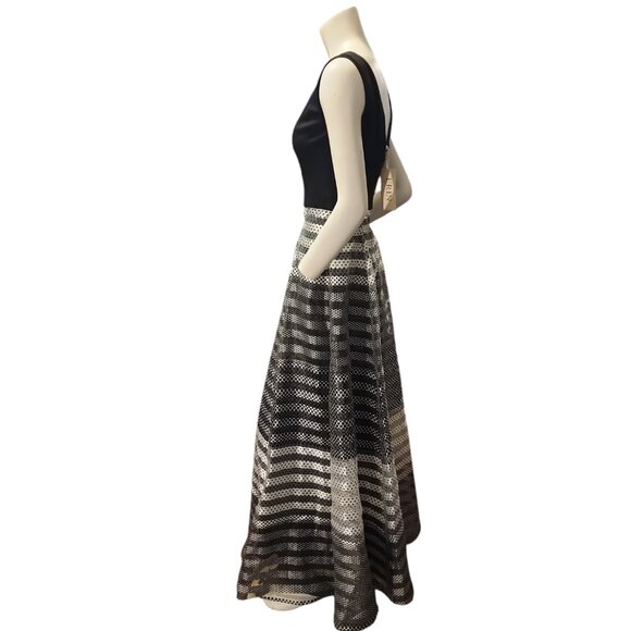 Size 0 Erin Featherston Black & White Formal NWT Unworn Stripes Polka Dots - Picture 2 of 8